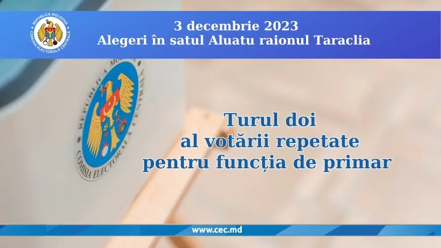Duminică, 3 decembrie 2023, în satul Aluatu raionul Taraclia va avea loc turul doi al votării repetate pentru funcția de primar